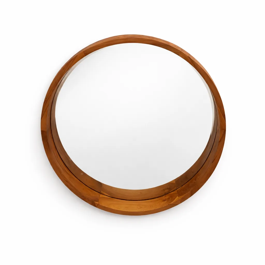 Round Mirror Wood by Murakabi Craft
