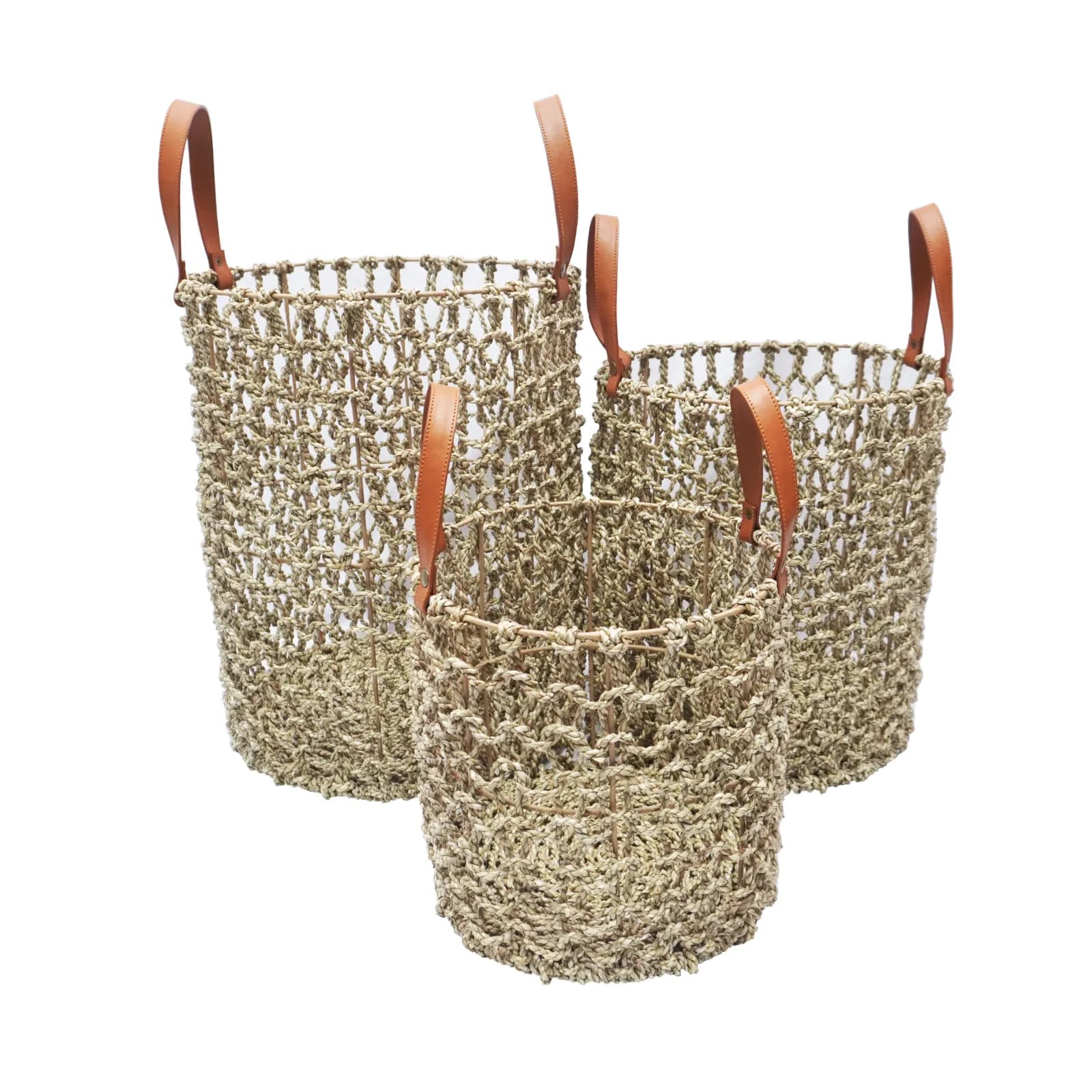 Leather Handle Basket by Murakabi Craft