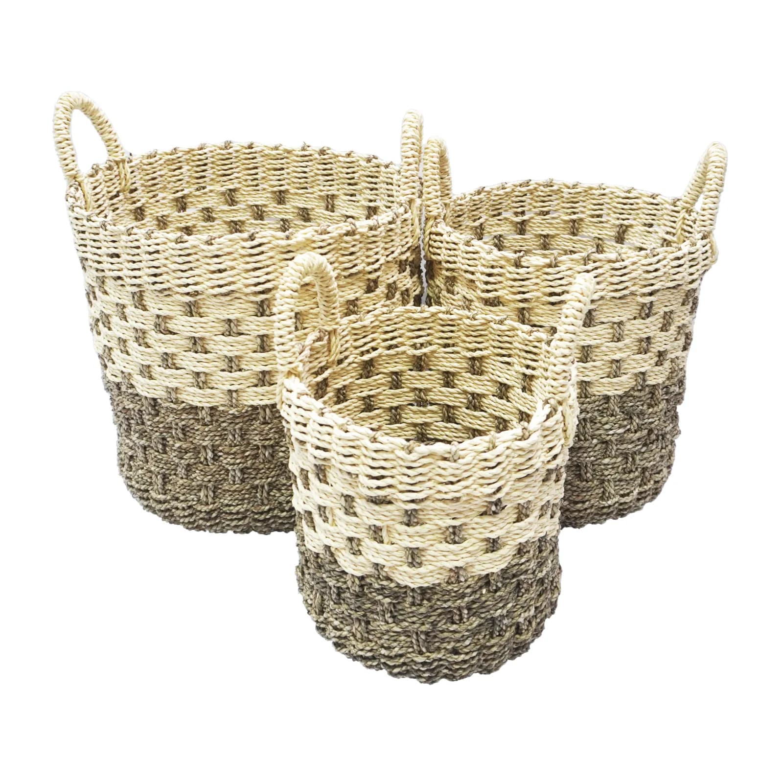 Cream Check Basket by Murakabi Craft